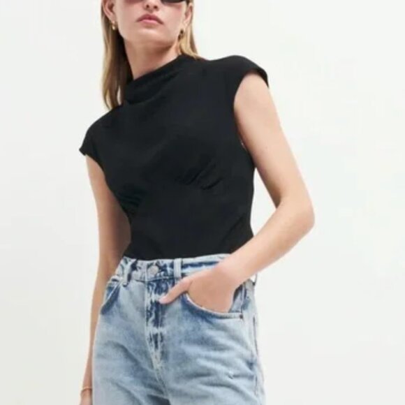 NWT Reformation Bettie High-NeckTop Sz2/8 Black - Picture 3 of 6
